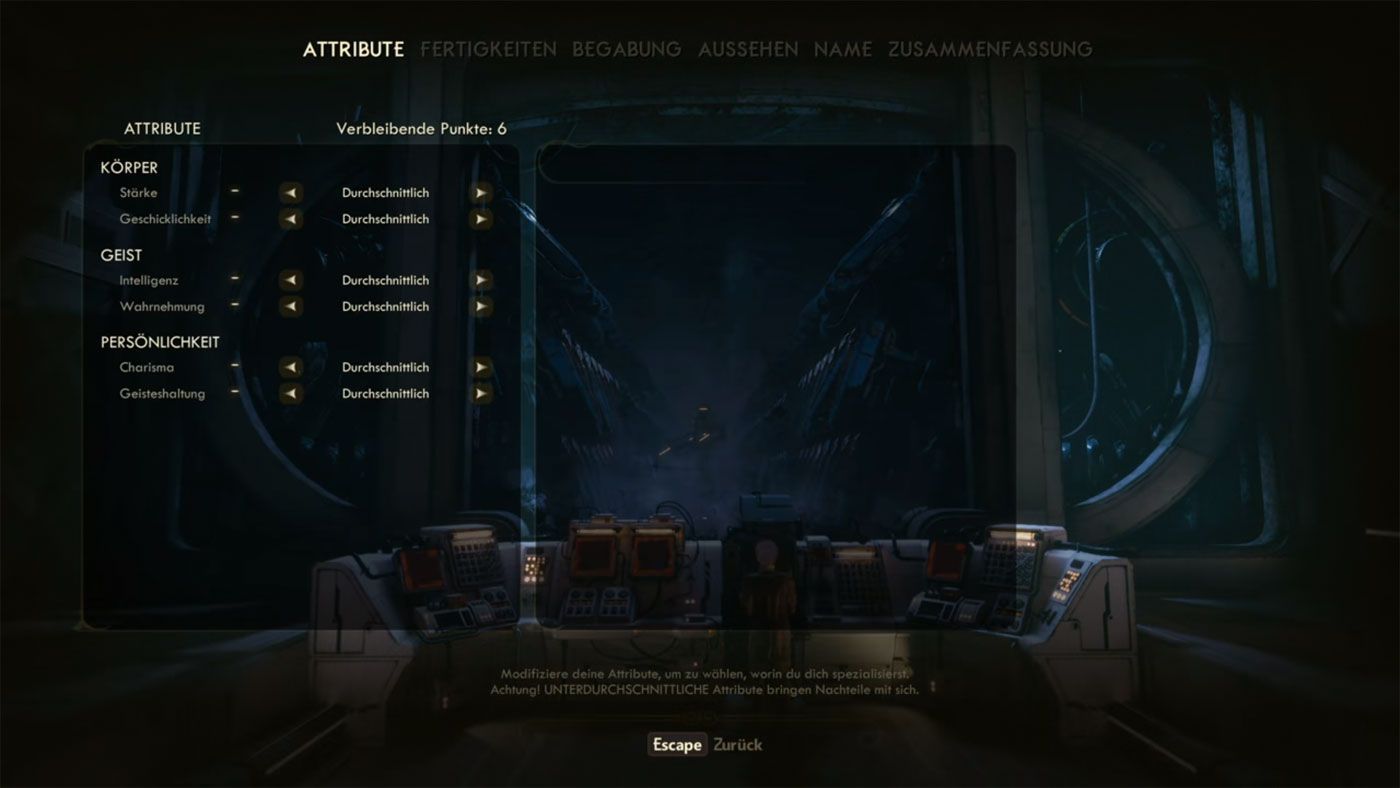 The Outer Worlds - Charaktererstellung